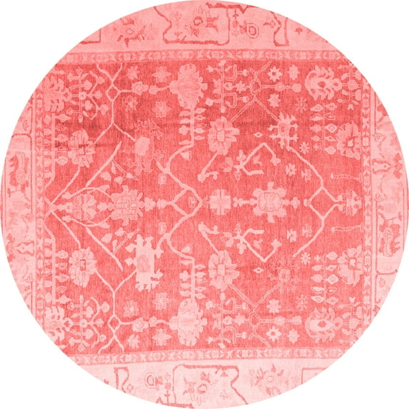 Ahgly Company Machine Washable Indoor Round Oriental Red Traditional Area Rugs, 5' Round