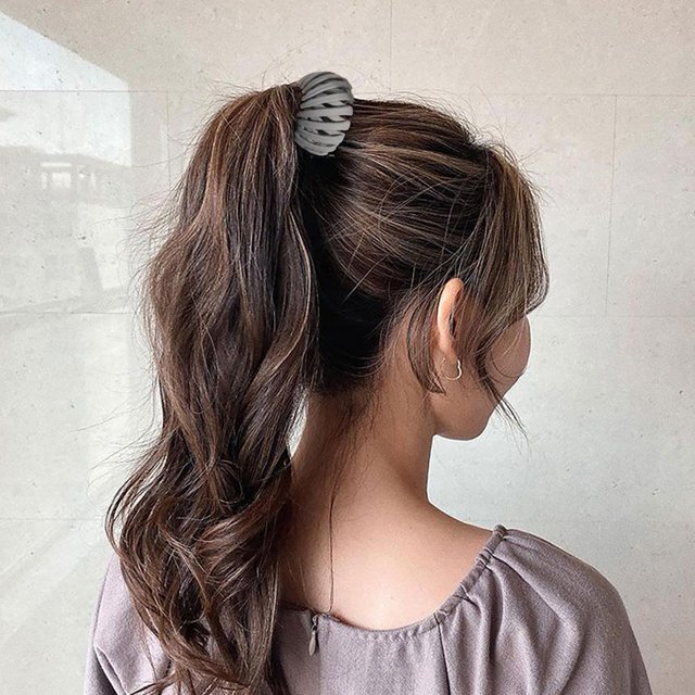 Clip De Nido De Pájaro Hebilla de cola de caballo con pinza para el pelo de nido de pájaro de resina ajustable (gris grafito) Ygjytge Cuidado Belleza