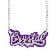 Personalized Purple Acrylic Name Necklace with Beading