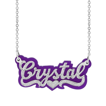 Personalized Purple Acrylic Name Necklace with Beading