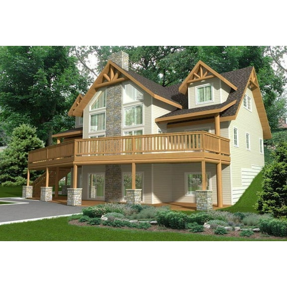 001-3297: Mountain Craftsman 4 Bed, 4 Bath Luxury Home Plan, 3707 Sq Ft: Full Blueprints with License to Build by Home Plan Marketplace - Lesuto