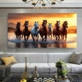thumbnail image 2 of Framed Canvas Wall Art 48x24 Inch Horses Running at Sunset Modern Home Decor for Living Room Bedroom Office, 2 of 7