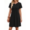 thumbnail image 2 of MOSHU Dresses for Women Crewneck Short Sleeves Women Dresses Casual A-Line Midi Dress with Pockets, 2 of 8