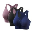 thumbnail image 2 of RongHuan 3 Pack Women's Sports Bra Plus Size Zip Front Underwear No Underwire Quick Dry Bralette Comfy Push Up Bras, 2 of 3