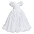 thumbnail image 2 of IBTOM CASTLE White First Communion Dresses for Girls Lace Flower Wedding Bridesmaid Pageant Birthday Baptism Party Formal Maxi Tulle Gown 11-12 Years White - Puff Sleeves, 2 of 8