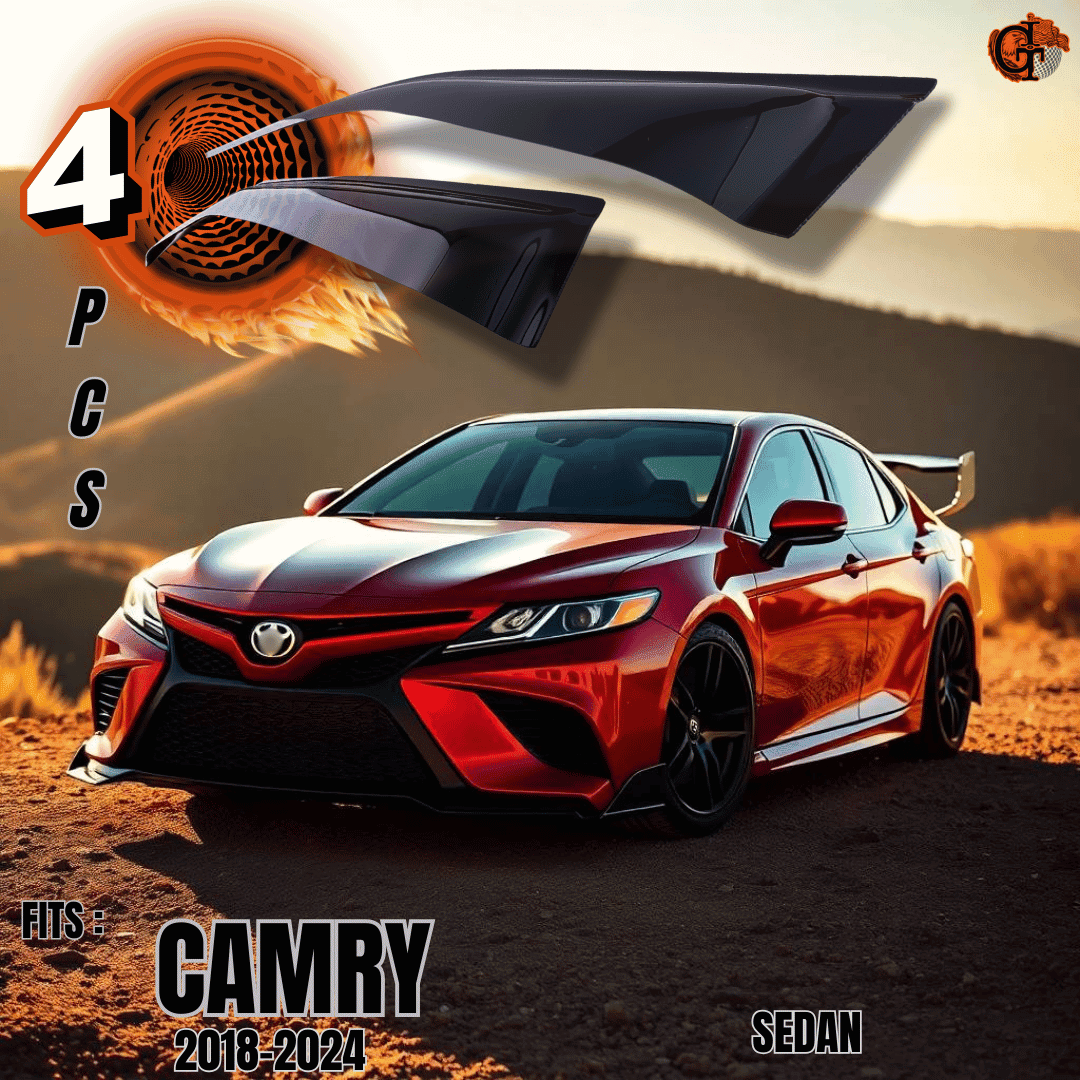 GIT Rain Guard Side Window Wind Deflector for 2018-2024 Toyota Camry: Out-Channel, Easy Mount, Tinted Smoke Black