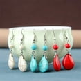 thumbnail image 6 of Turquoise Earrings for Women Double Lapis Lazuli Drop Earrings Natural Stone Round Bead Dangle Earrings Fashion Jewelry Gift, 6 of 13
