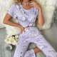 thumbnail image 3 of Conjunto de pijama de encaje para mujer, top de manga corta con pantalones, estampado de amor coreano, ropa de dormir bonita y dulce para el hogar, Verano, 3 of 3