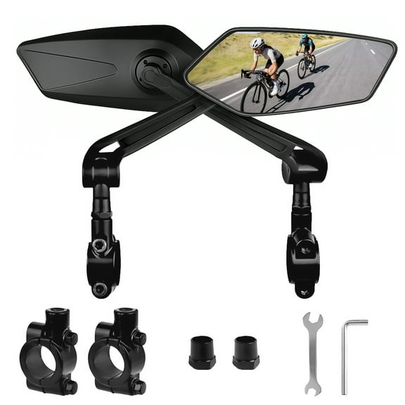 Cyrico Bike Mirrors, 2 Pack HD Wide-Angle Rearview Mirrors, 360-Degree Adjustable Bicycle Mirror for Bicycle, Motorcycle, Scooter, Fits 20-28mm Handlebars, Black
