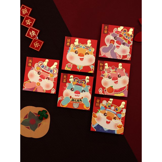 Sobre rojo de dibujos animados del Año Nuevo chino del Dragón, sobre rojo creativo personalizado para Nochevieja, bolsa de regalo exquisita y encantadora