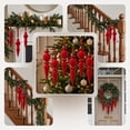 thumbnail image 4 of Red Large Christmas Ornaments 6 Pack 17cm Irregular Flocked Tree Hanging Decor, Holiday Party Supplies, 4 of 6