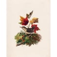 thumbnail image 2 of Louis Prang 12x14 Black Ornate Wood Framed Double Matted Museum Art Print Titled: Bird with Autumn Leaves (ca. 1861-1897), 2 of 5