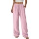 thumbnail image 3 of TaTaai Spring Autumn Solid Color Women Straight Leg Pants Elastic Waist Pocket Design Machine Washable No Fading Versatile Casual Daily Full Length Trousers Gift, 3 of 9