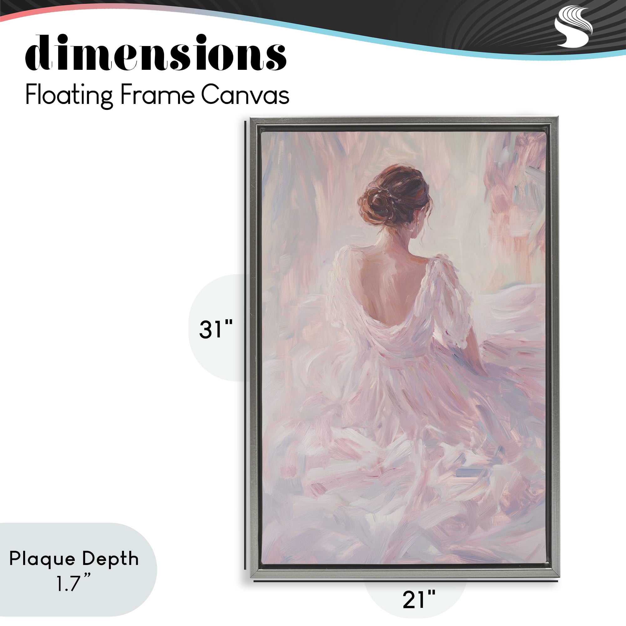 Stupell Industries Graceful Woman in Blush Gown Gray Framed Floater Canvas Wall Art, design by Petal Prints Design