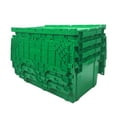 thumbnail image 5 of UBMOVE Green Storage and Packing Plastic Tote Crate Attached Lid Flip Top, 27"x17"x12", 5 of 7