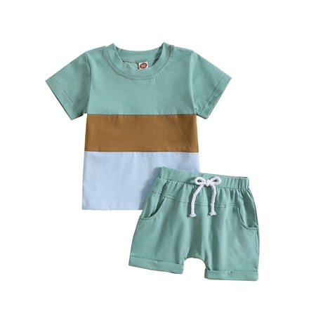 

Wassery Kids Boys Summer Outfits Contrast Color Short Sleeve T-Shirt and Elastic Rolled Hem Shorts 2 Piece 6M 12M 24M 2T 3T 4T 5T Toddle Boys Clothing Set