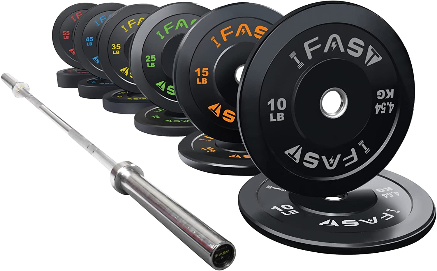 IFAST Home Gym Olympic Weight Set with 7Ft Olympic Barbell Bar, Bumper