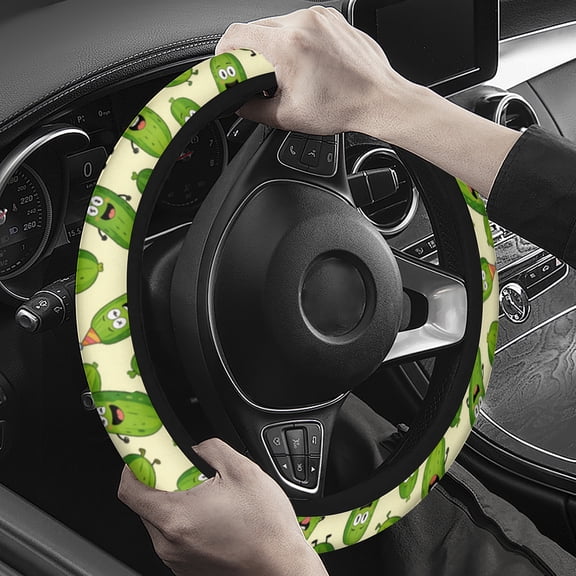 Steering Wheel Cover Neoprene Material Most Cars Men&Women Universal 15 inch Premium Non-Slip Spring Steering Wheel Protector Funny Cucumber Steering Wheel Cover