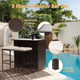 thumbnail image 5 of CL.HPAHKL 3-Piece Outdoor Patio Bar Set, Bar Height Patio Set with Glass Top Table and Two Cushioned Stools All-Weather Wicker Bar Sets for Patio Poolside Porch Outdoor Indoor, Khaki, 5 of 9