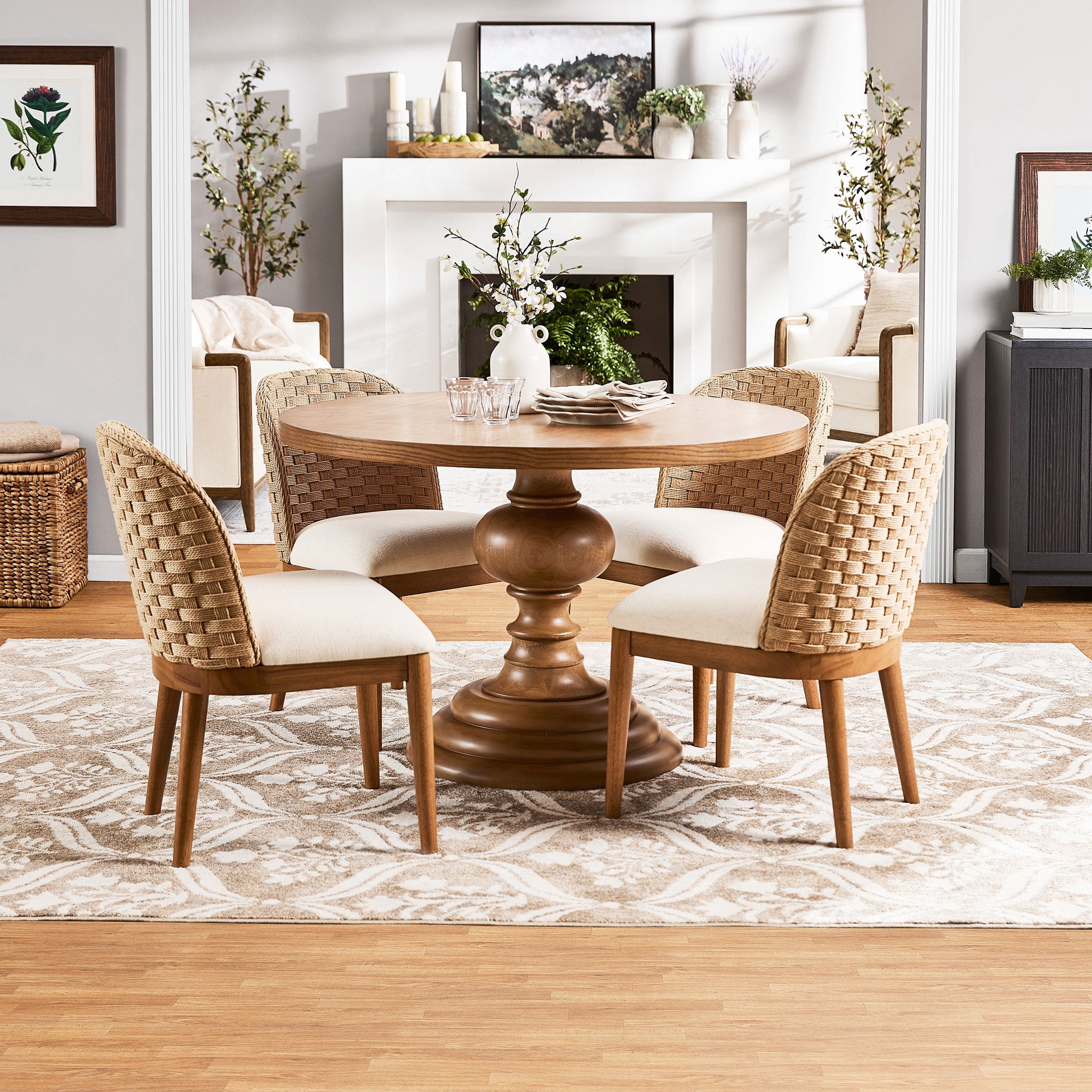 My Texas House Saylor Farmhouse Dining Chair Set, Natural Wood, Set of 2