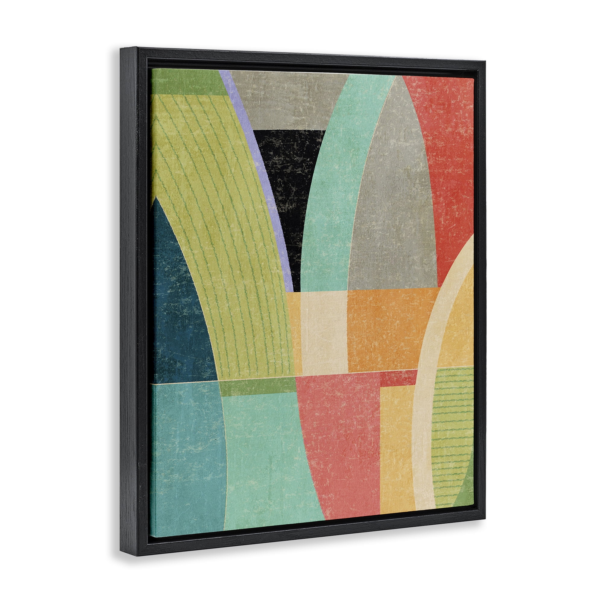 Stupell Industries Retro Geometric Archways Black Framed Floater Canvas Wall Art, design by Suzanne Nicoll