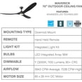 thumbnail image 3 of Monte Carlo 3MAVR70BKBKD Maverick Max Energy Star 70" Ceiling Fan with LED Light and Hand Remote Control, 3 Balsa Wood Blades, Matte Black, 3 of 4
