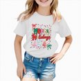 thumbnail image 5 of sdbrld Teen Girls Xams Shirt for Kids Crew Neck Short Sleeve Christmas‑themed Casual Holiday Cute Tee Tops White Sizes 13-14 Years, 5 of 5