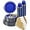 Clear Blue, variant on 350 Piece Silver Plastic Dinnerware Set for 50 Guests, Fancy Disposable Plates, Include: 100 Silver Rim Plastic Plates, 150 Silverwares, 50 Pre Rolled Napkins, 50 Cups for Party, Wedding