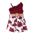 thumbnail image 1 of Hfolob Robes d'Été pour Filles Enfants Volants Sans Manches Imprimés Floraux Robe Fluide Côtelée Décontractée 12-18 Mois, 1 of 8