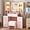 Pink, variant on Makeup Vanity Desk with Mirror and Lights, Pink Vanity Mirror with Lights Desk with Chair & LED Glass Cabinet, Vanity Set with Lighted Mirror & Power Outlet, Dressing Table with 7 Drawers