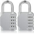 thumbnail image 1 of Combination Padlock 4 Digit Combination Padlock Gym Escape Game Waterproof Digital Lock Outdoor Shelter (2 Pcs, Silver), 1 of 5