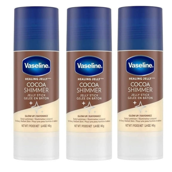 Vaseline Cocoa Shimmer Jelly Stick GLOW UP Body Luminizer For Dewy Radiant Skin 1.4 oz - 3 Count