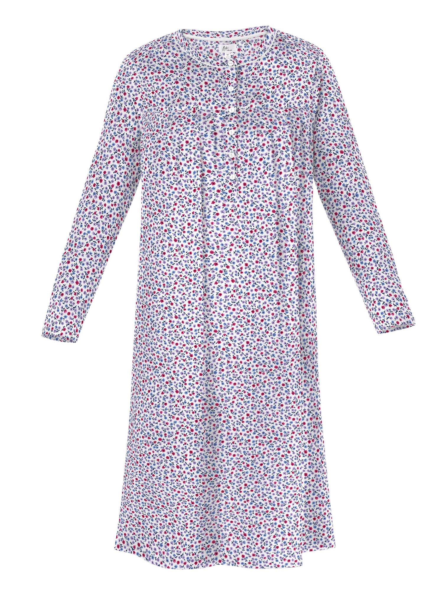Aria Women’s Long Sleeve Stretch Velour 44" Sleepwear Nightgown, Sizes XS-5X