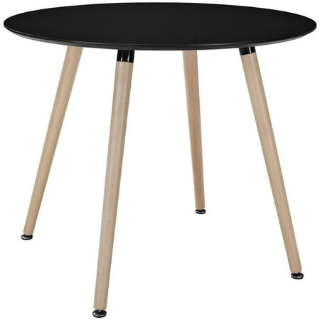 Modway Track 35.5" Round Modern Wood Dining Table in Black/Natural