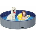 thumbnail image 2 of Dog Pool for Large Dogs, Kiddie Pool Hard Plastic, Dog Bathtub Portable, Foldable Pool for Dogs Slip-Resistant (Blue, M-40"x12"), 2 of 7