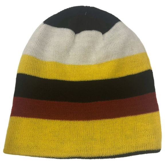 Aquarius Boys Colorful Knit Stripes Beanie Yellow Red Stripe Stocking Cap Hat