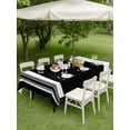 thumbnail image 3 of Outdoor Tablecloth with Umbrella Hole & Zipper, Black Rectangle Tablecloth 60x102 Inch, Farmhouse Striped Vertical Art Modern Patio Table Cover Waterproof Table Cloth for Picnic/Party, 3 of 7