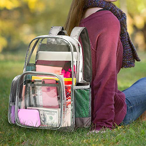 College Workplace School Packism Heavy Duty Clear Backpack for Adults Large Transparent See Through PVC Backpack with Reinforce Straps for Women Men Travel 