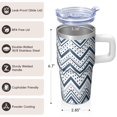 thumbnail image 3 of 20oz Geometric Textured Stainless Steel Travel Mug, Double Wall Insulated Tumbler with Handle Leak Proof Lid Design, 3 of 5