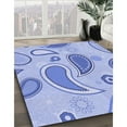 thumbnail image 3 of Ahgly Company Machine Washable Indoor Round Transitional Sea Blue Area Rugs, 5' Round, 3 of 7