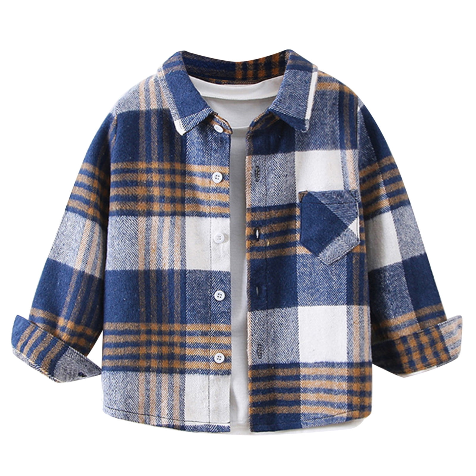 Rovga Toddler Boy Tee Tops Kids Flannel Shirt Jacket Plaid Long Sleeve ...