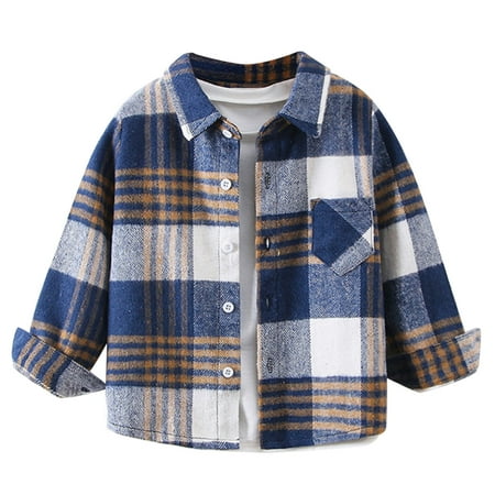 

Qufokar Long Sleeve 12 Month Boy Small Set Kids Toddler Flannel Shirt Jacket Plaid Long Sleeve Lapel Button Baby Boys Girls Fall Shirt Coat Outwear