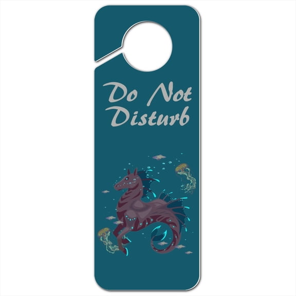 Hippocampus Mythical Sea Horse With Fish Plastic Door Knob Hanger Sign