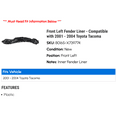 thumbnail image 2 of Front Left Fender Liner - Compatible with 2001 - 2004 Toyota Tacoma 2002 2003, 2 of 2