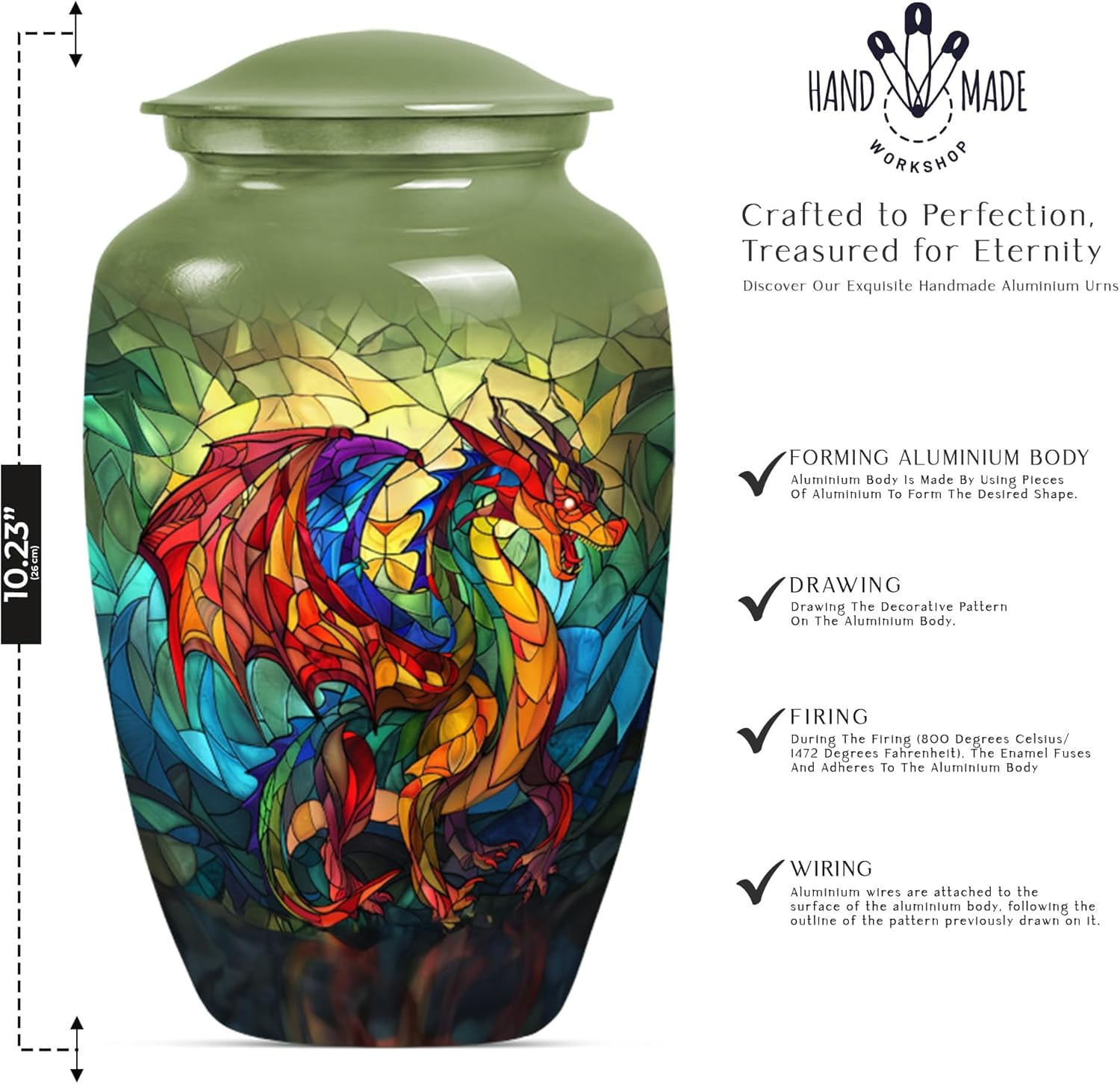 Dragon Urn - Cremation Urn for Adults - Urns for Human Ashes Adult Man - Small Urns for Human Ashes Keepsake - Urn for Ashes - urns for Woman Human Ashes (Size - 10inch)