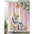 thumbnail image 2 of Fsddascl Cartoon Dogs Shower Curtain Set - Small 36" x 72" Washable Bathtub Curtain with 12 Hooks, Pink Floral Summer Botanical Waterproof Fabric Stall Shower Curtains for Bathroom/Bathtub Décor, 2 of 6