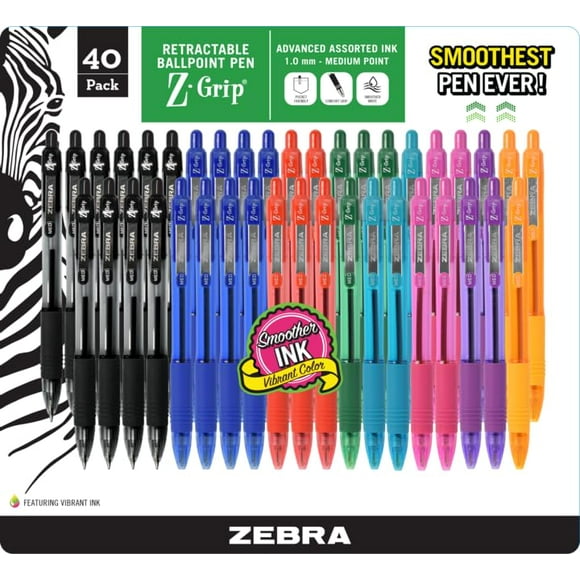 Bolígrafo Zebra Z-Grip 1.0mm Punta Media x40