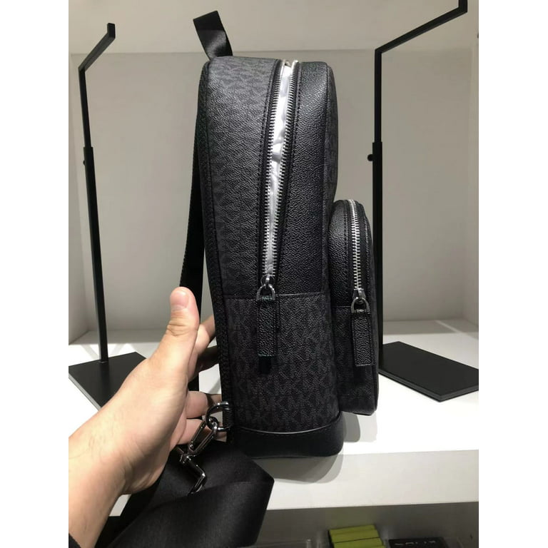 Michael Kors Cooper Commuter Backpack Leather Black Silver