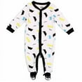 thumbnail image 2 of DC Comics Batman Baby Boy Romper with Footie Sleeper Printed Coverall White/Yellow, 6-9 Months, 2 of 2