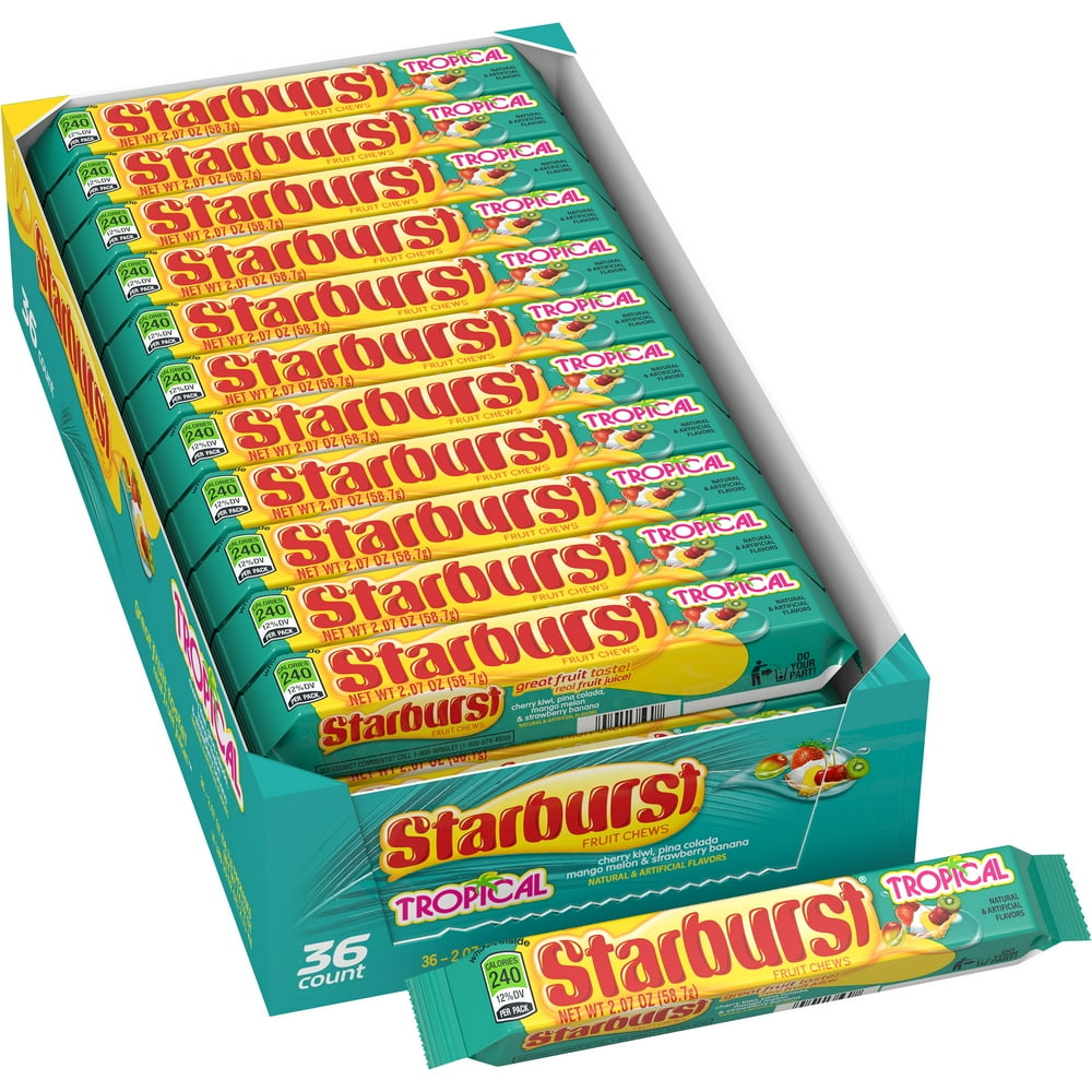 Starburst Tropical Fruit Chews Candy 207 Ounce 36 Single Packs 6246